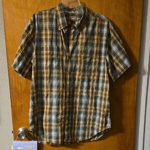 Schmidt Workwear  Men's Plaid Button Down Shirt - Green and Brown Size Large: C